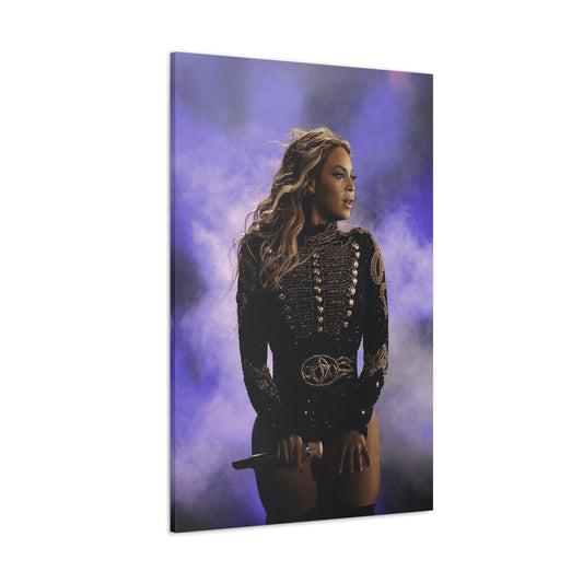 Beyonce Knowles Carter Performing Onstage Purple Background Canvas Wall Art
