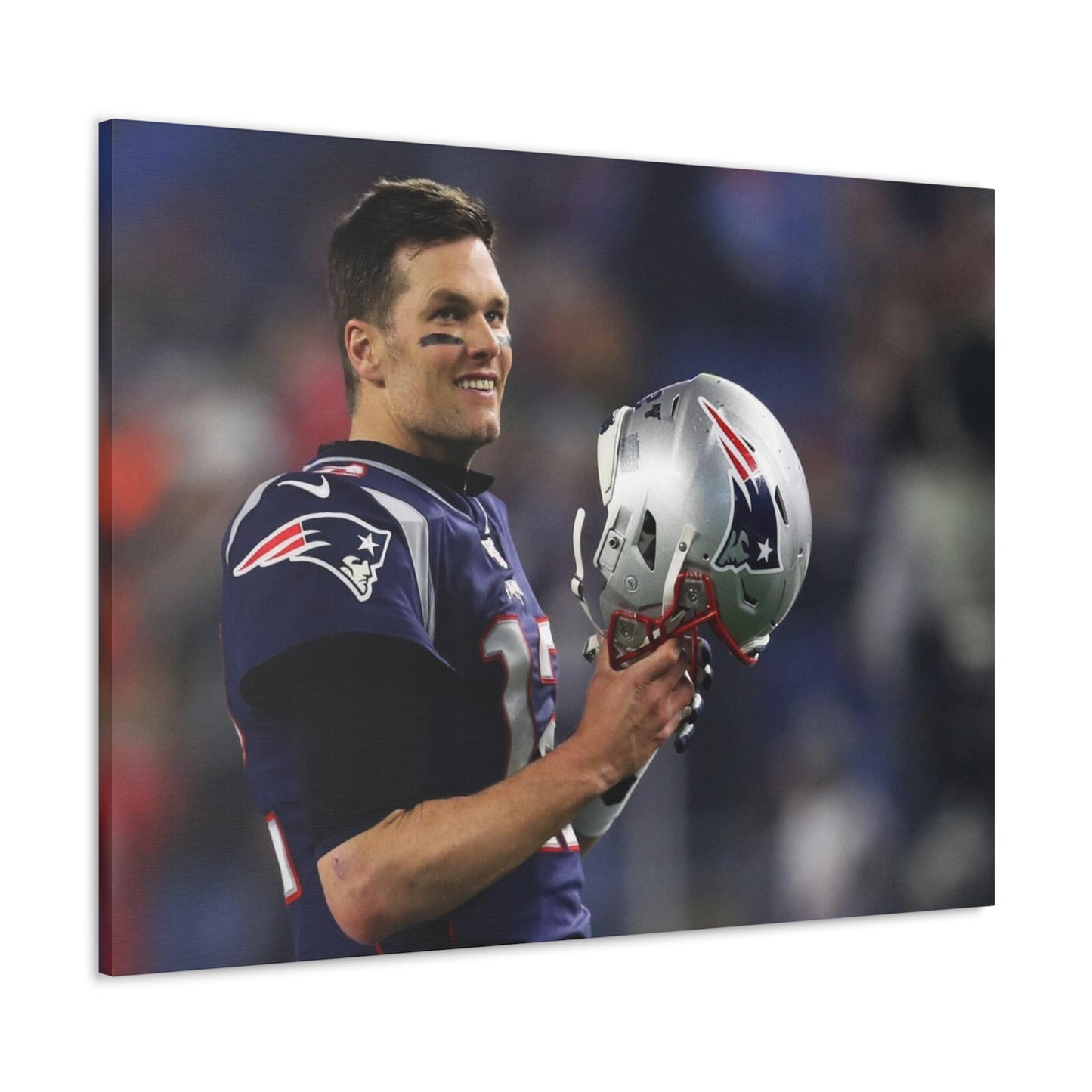Tom Brady Takes Off His Helmet Smiling New England Patriots Canvas Wall Art