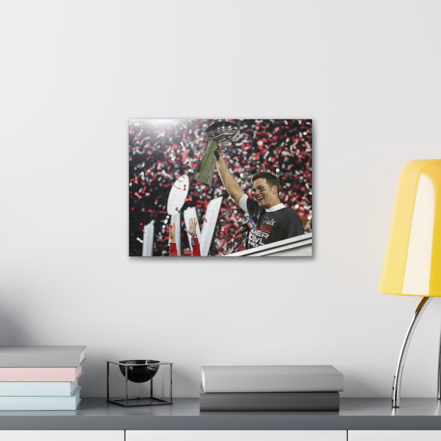 Tom Brady Lifts The Vince Lombardi Trophy With The Tampa Bay Buccaneers After Winning Super Bowl Canvas Wall Art
