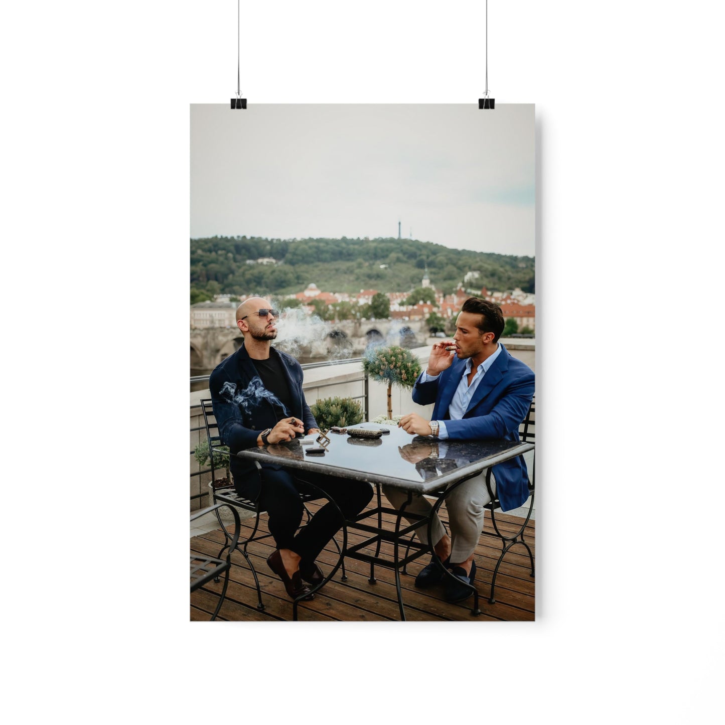 Copy of Andrew And Tristan Tate Smoking Cigars Outside On A Balcony Poster