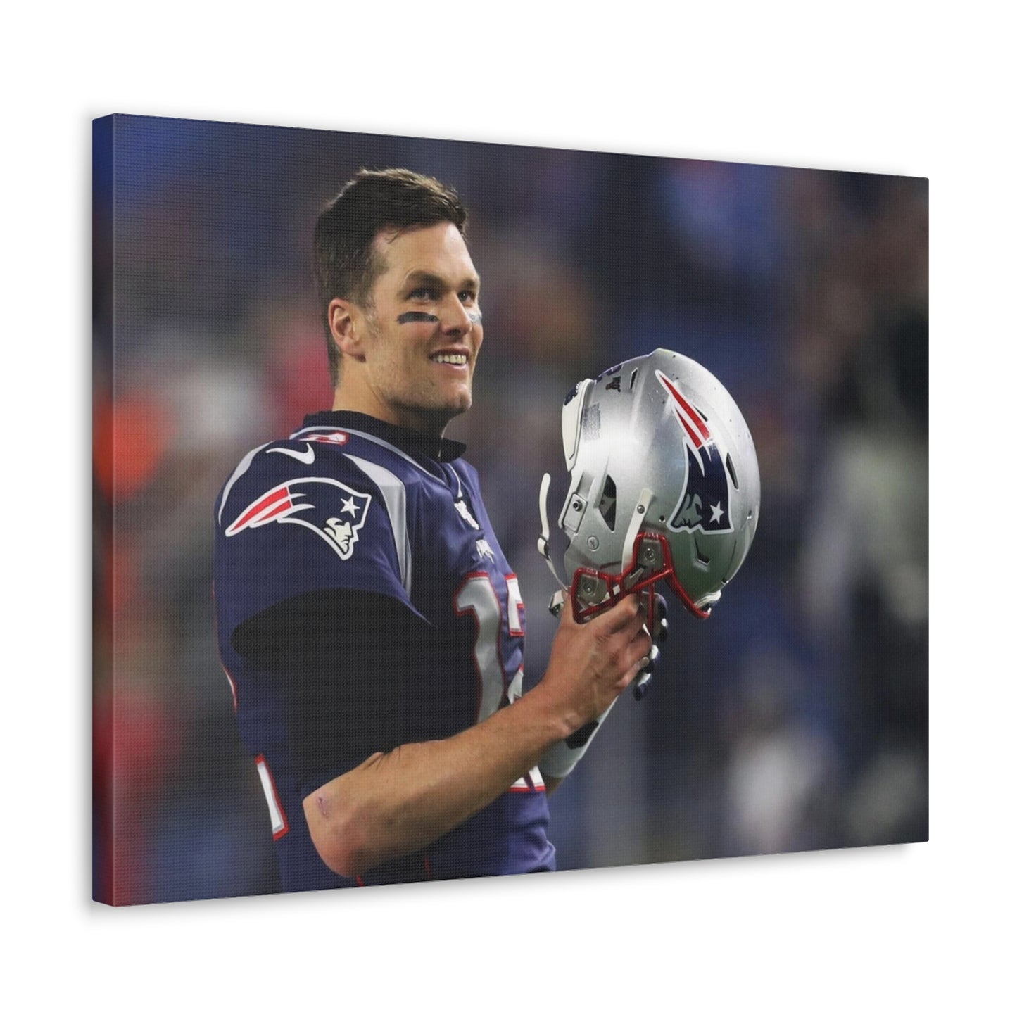 Tom Brady Takes Off His Helmet Smiling New England Patriots Canvas Wall Art